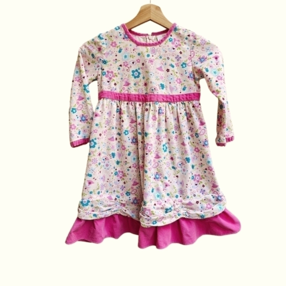 Hanna Andersson Corduroy Princess Hem Dress Floral Paisley Print, Size 5 / 110